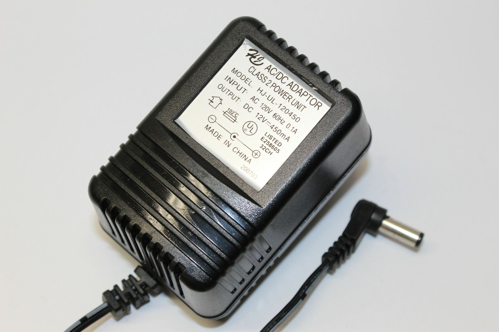 New 12V 450mA HJ HJ-UL-120450 Class 2 Transformer Power Supply Ac Adapter - Click Image to Close
